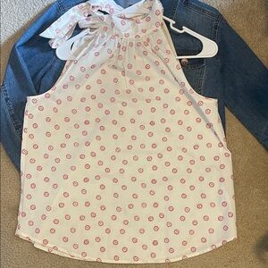 JCREW off white tie neck halter blouse.